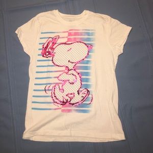 Pink and Blue Snoopy Graphic T-Shirt
